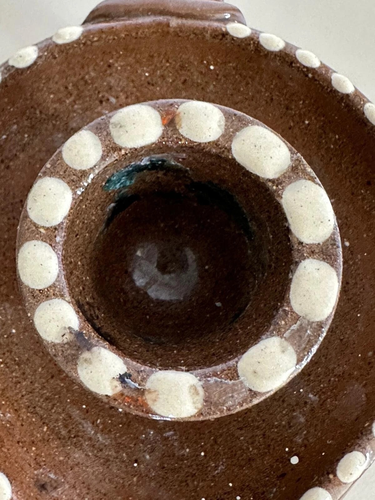 Vintage Hand-Painted Rustic Ceramic Candle Holder - Image 8