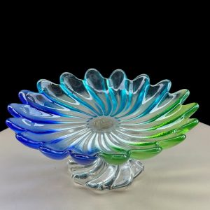 Original Walther Glass “Collection Siebenstern” Cake Stand, Colourful Art Glass