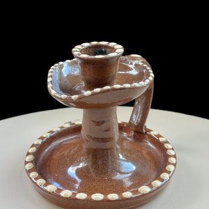 Vintage Hand-Painted Rustic Ceramic Candle Holder