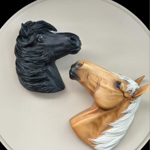 Set of 2 Vintage Bossons Fraser Art 3D Resin Horse Wall Art