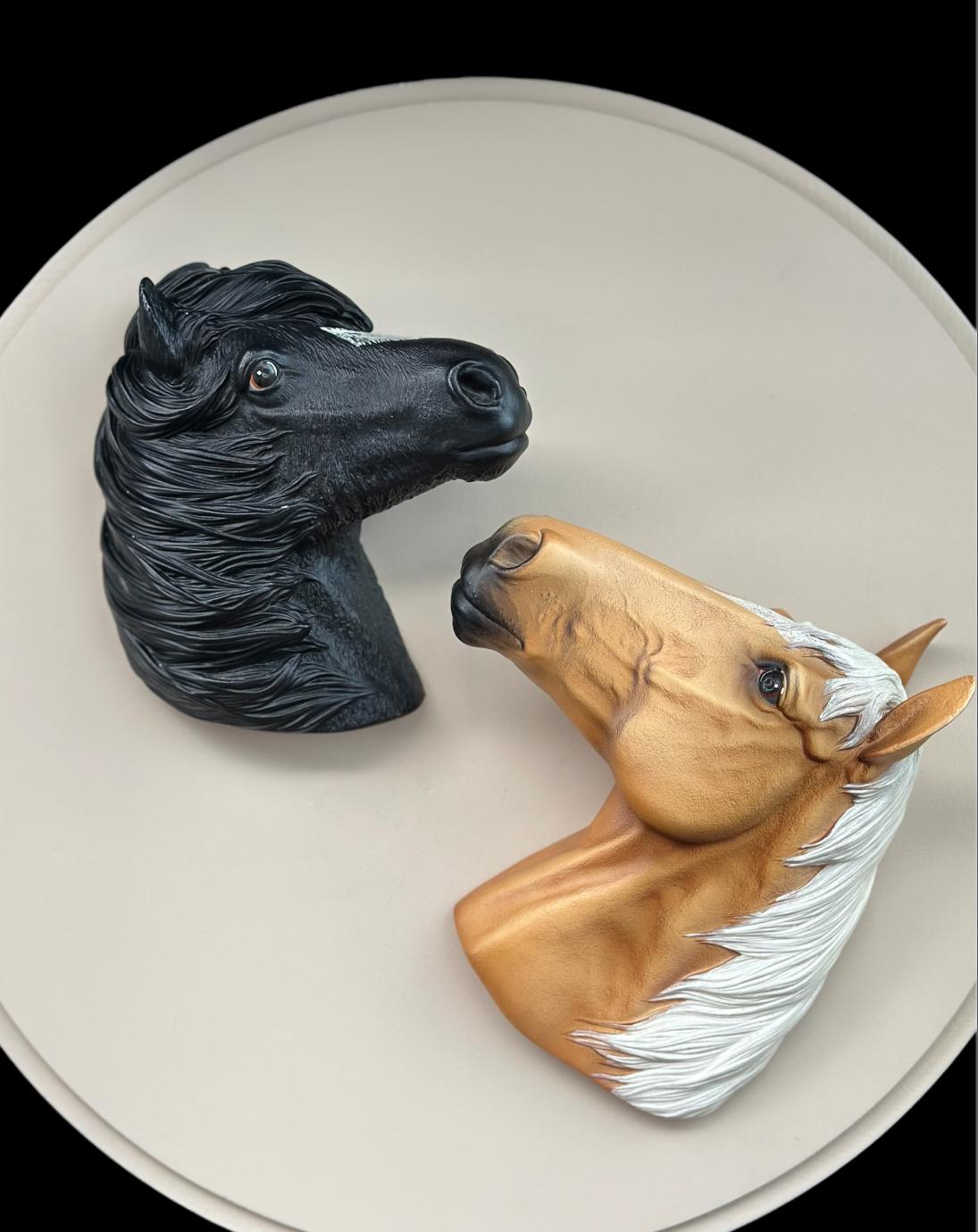 Set of 2 Vintage Bossons Fraser Art 3D Resin Horse Wall Art