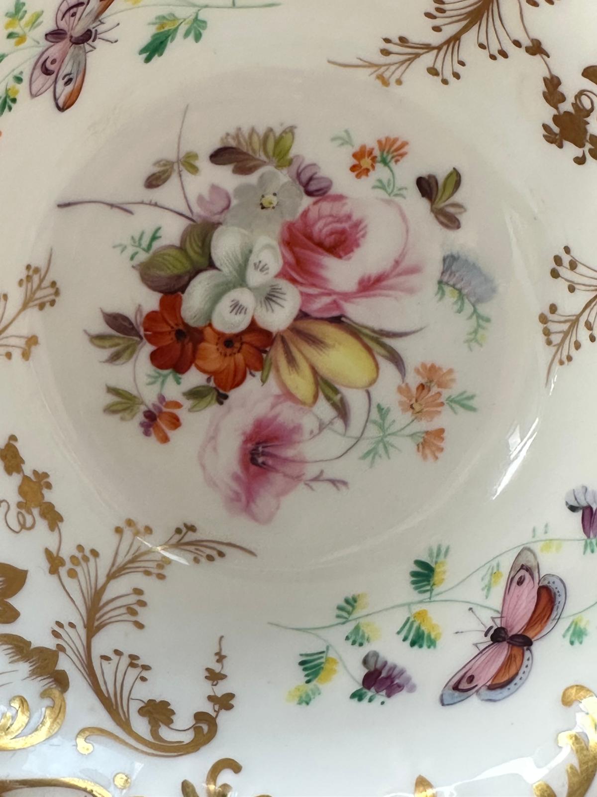 Antique Coalport Cup flowers & gilt foliage, pat. 3/831 c. 1835 - Image 7