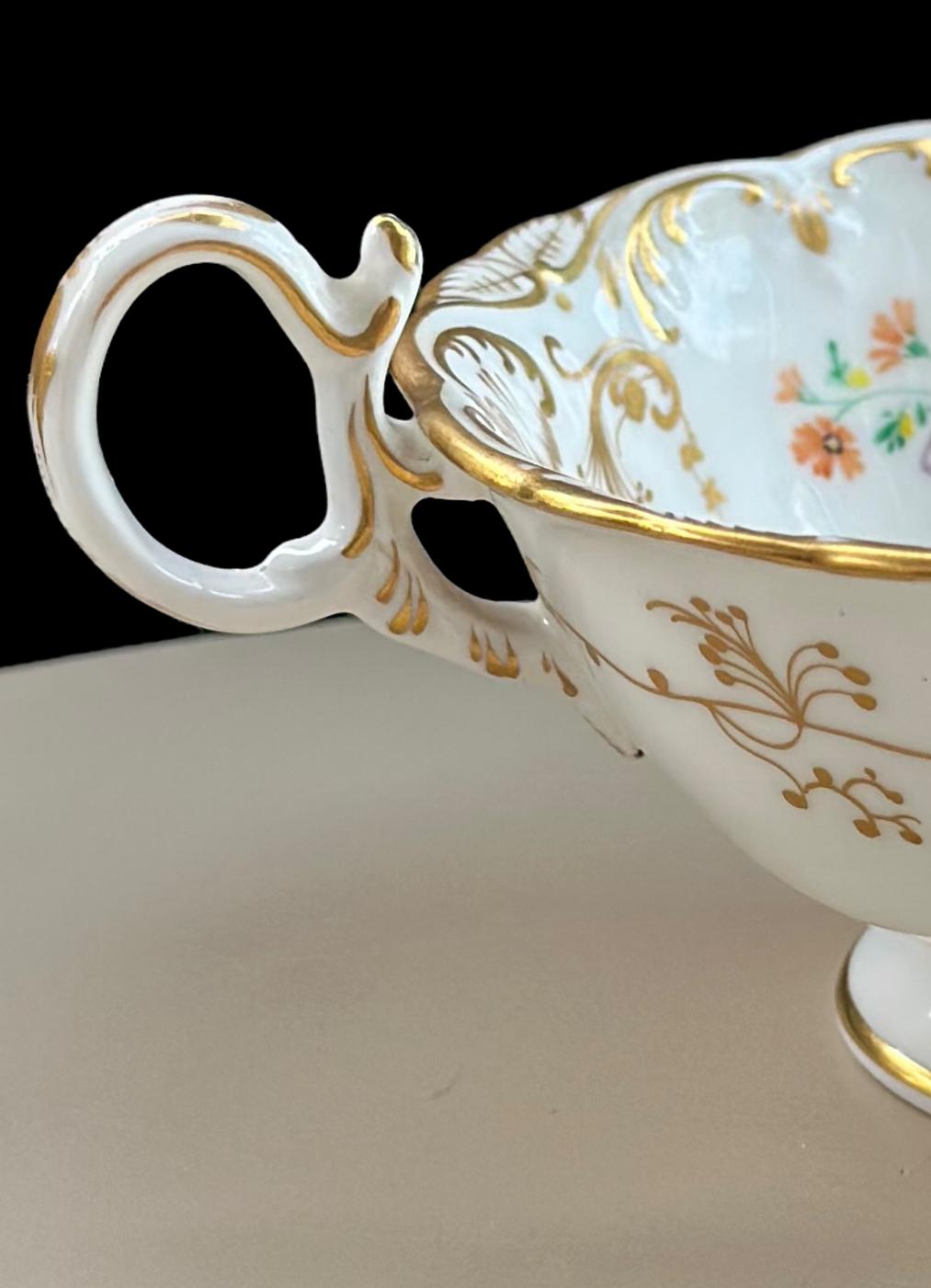 Antique Coalport Cup flowers & gilt foliage, pat. 3/831 c. 1835 - Image 3