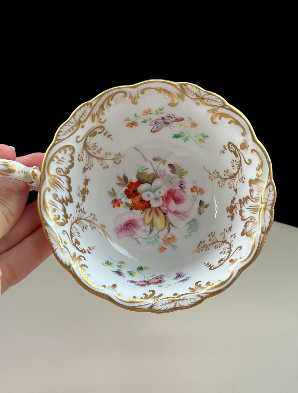 Antique Coalport Cup flowers & gilt foliage, pat. 3/831 c. 1835 - Image 4
