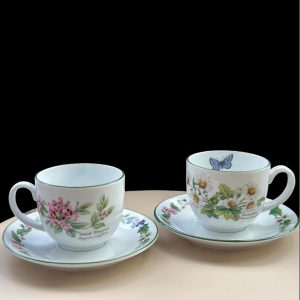 Set of 2 pairs Royal Worcester “Worcester Herbs” pattern - Cup & Saucer