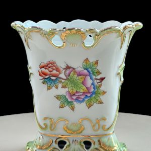 Vintage Herend Hungary Porcelain Reticulated Vase - Apponyi Butterfly Pattern