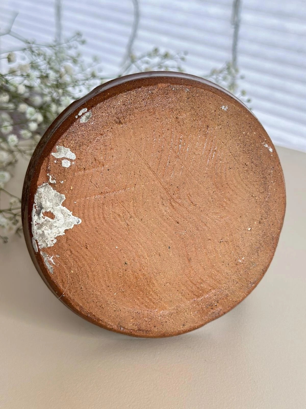 Vintage Hand-Painted Rustic Ceramic Candle Holder - Image 6