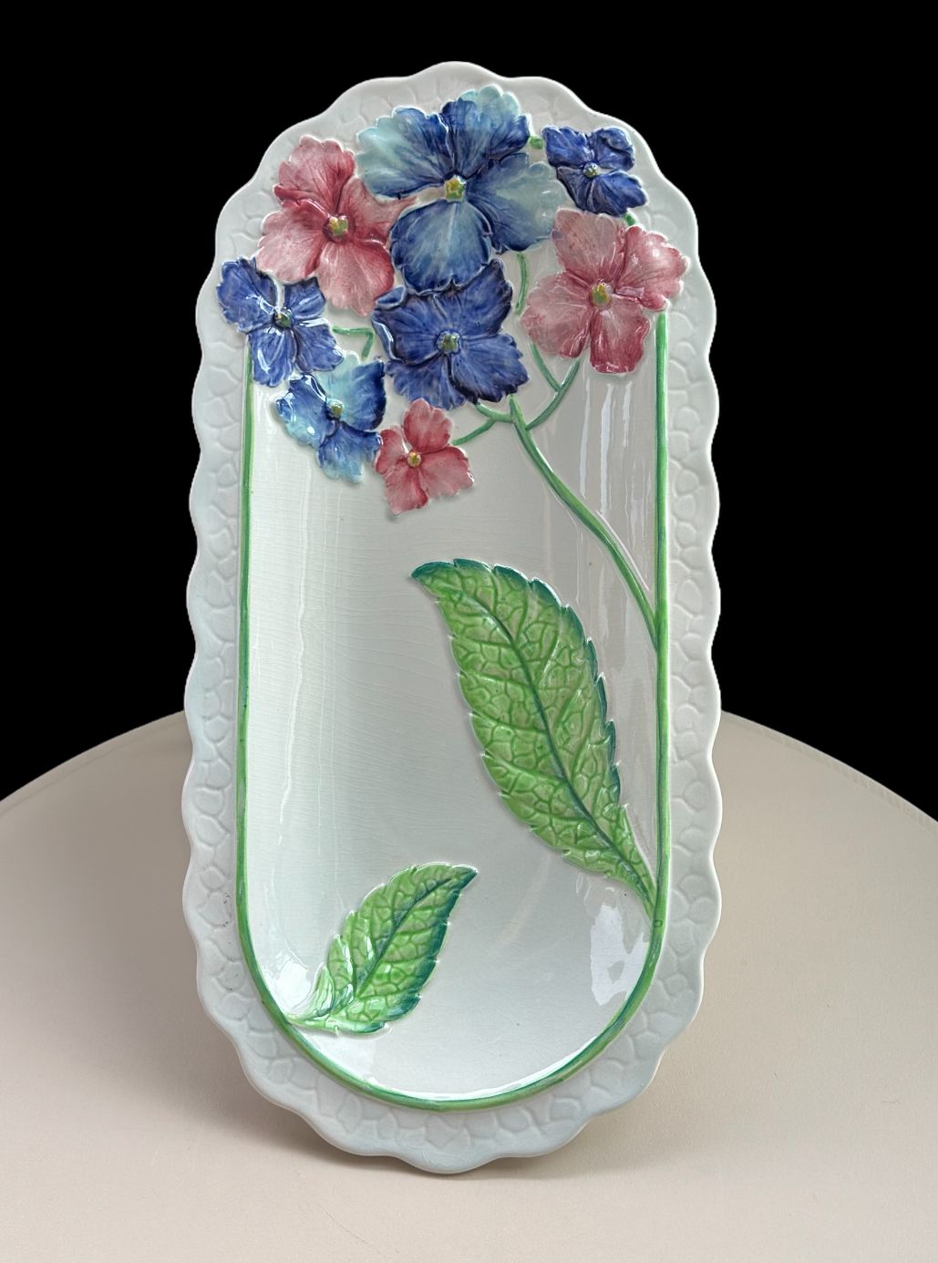 Carlton Ware Embossed Blue Hydrangea platter sandwich plate