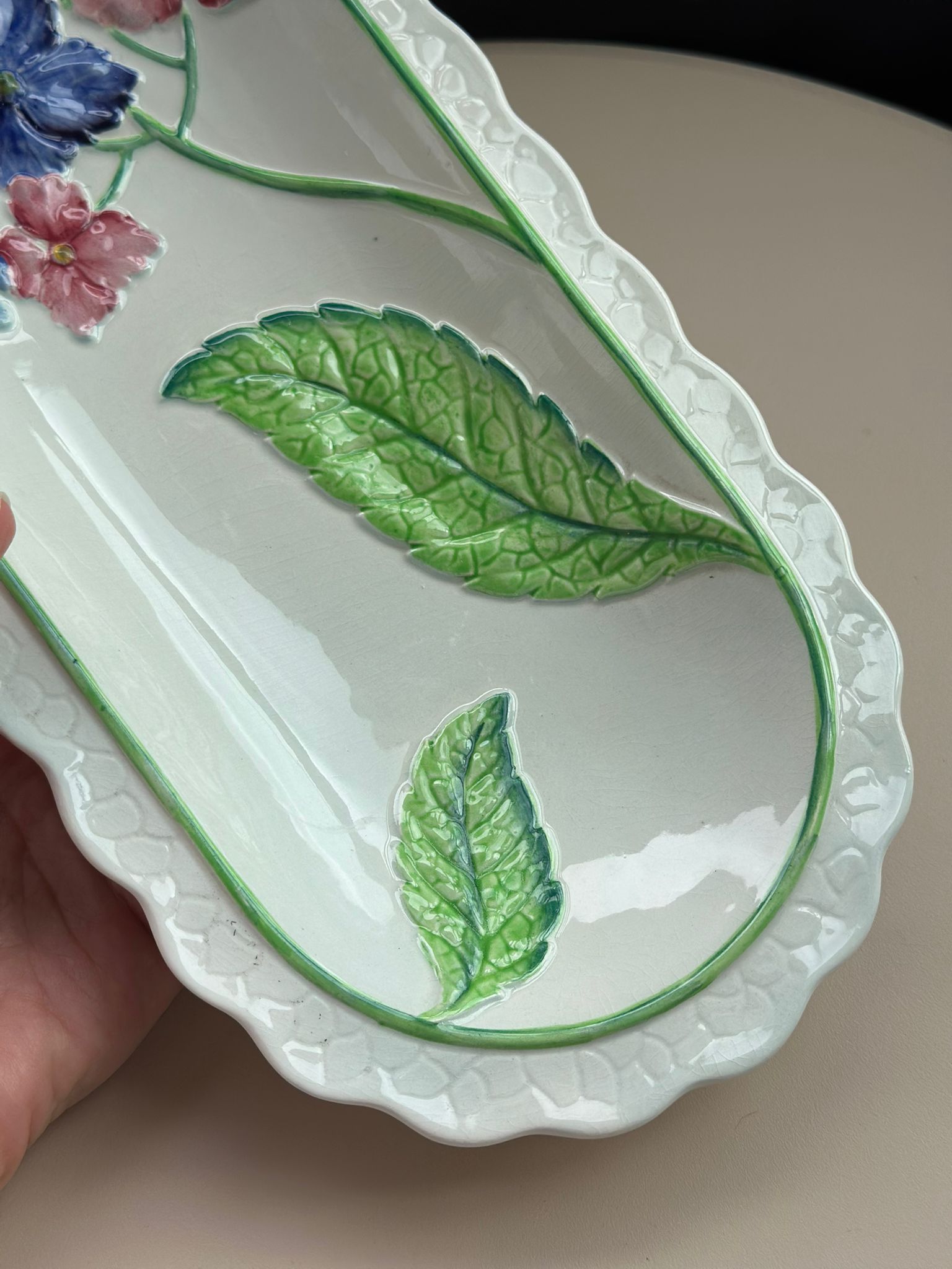 Carlton Ware Embossed Blue Hydrangea platter sandwich plate - Image 4