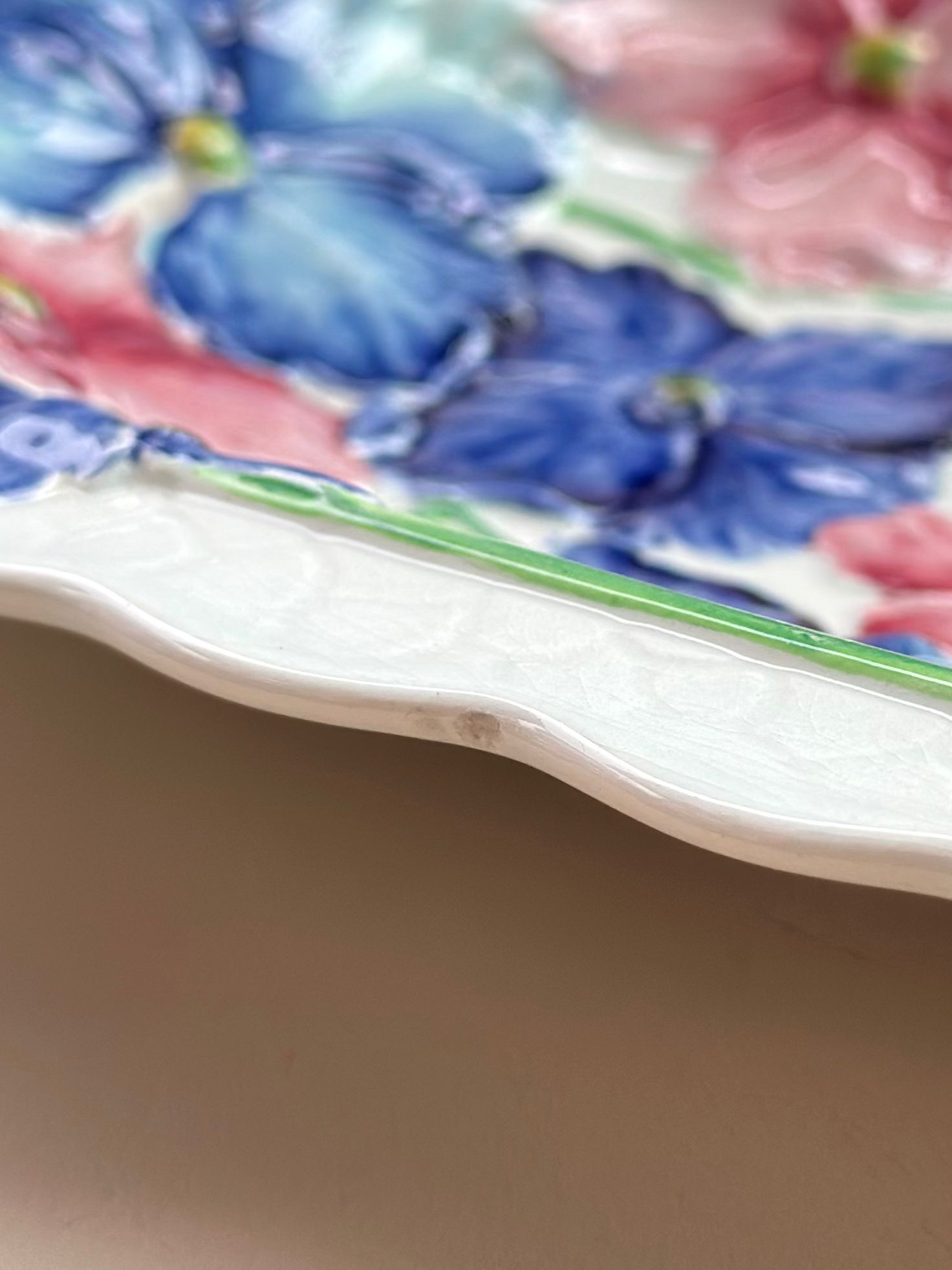 Carlton Ware Embossed Blue Hydrangea platter sandwich plate - Image 6