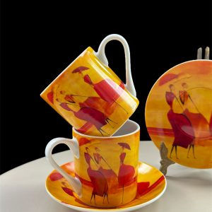 ONA Nimpex Porcelain Coffee Cup & Saucer Set of 2 2004 Porcelain