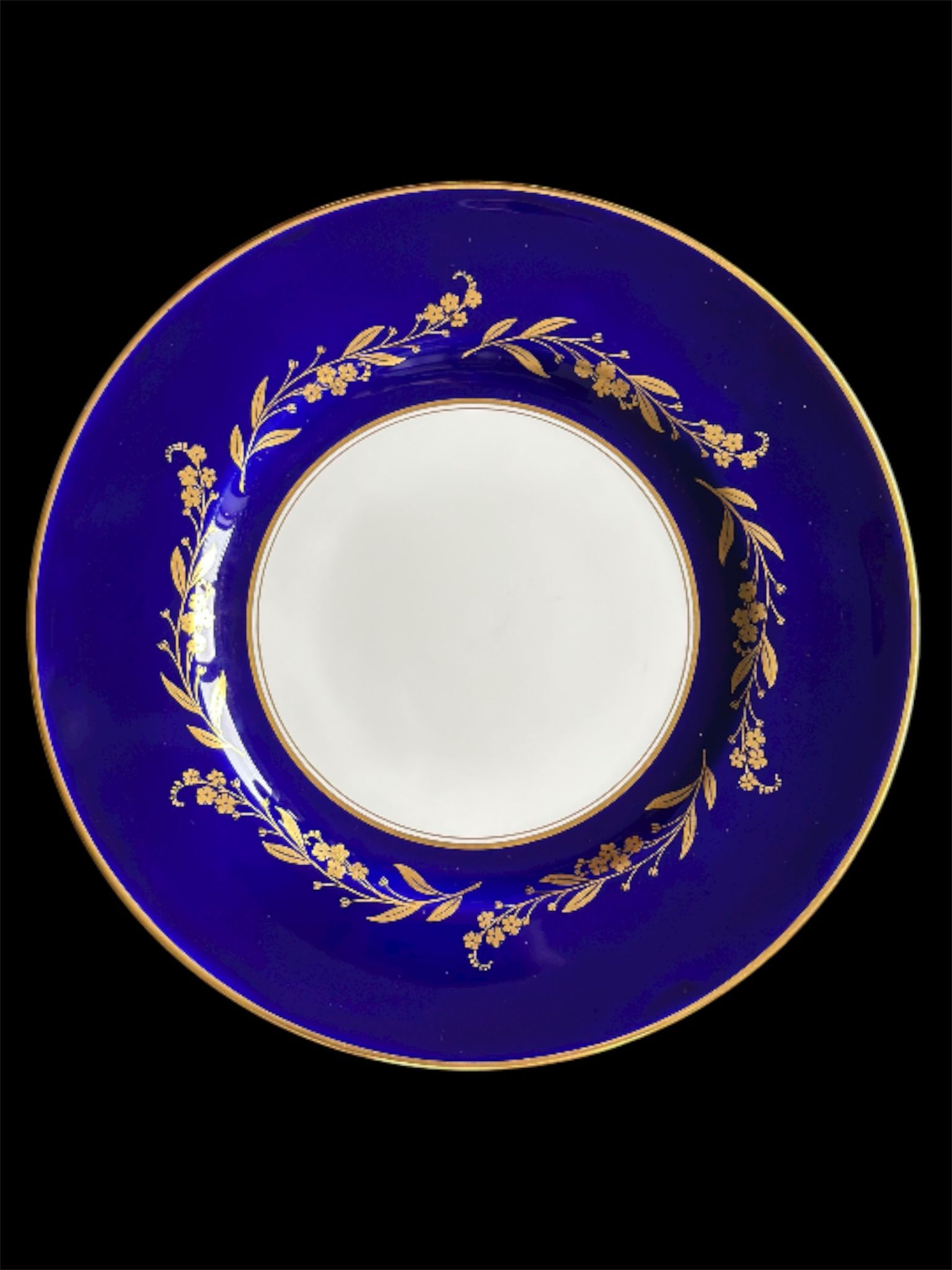Royal Worcester Cobalt Blue & Gold Floral Dinner Plate - Image 3