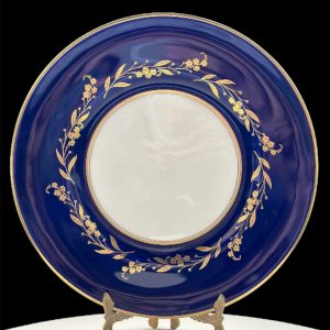 Royal Worcester Cobalt Blue & Gold Floral Dinner Plate