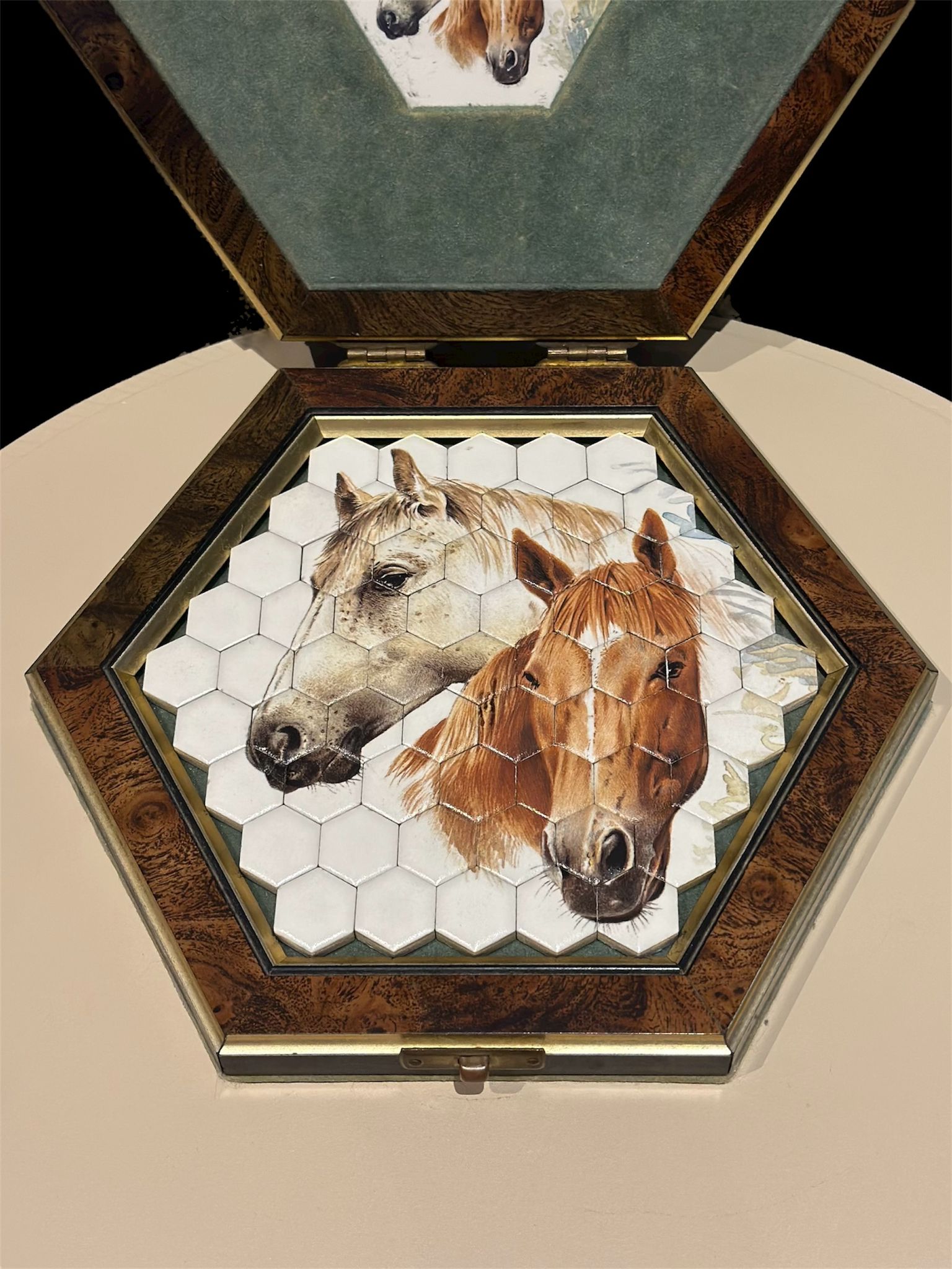 Shires England Ceramic Horse Puzzle in Hexagonal Wooden Case (J. Peters) - Image 2