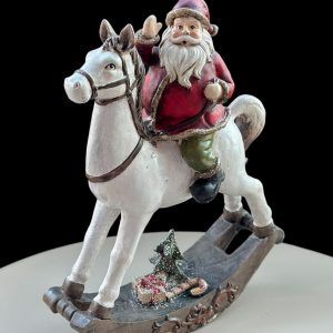 Vintage Santa Claus on Rocking Horse Figurine