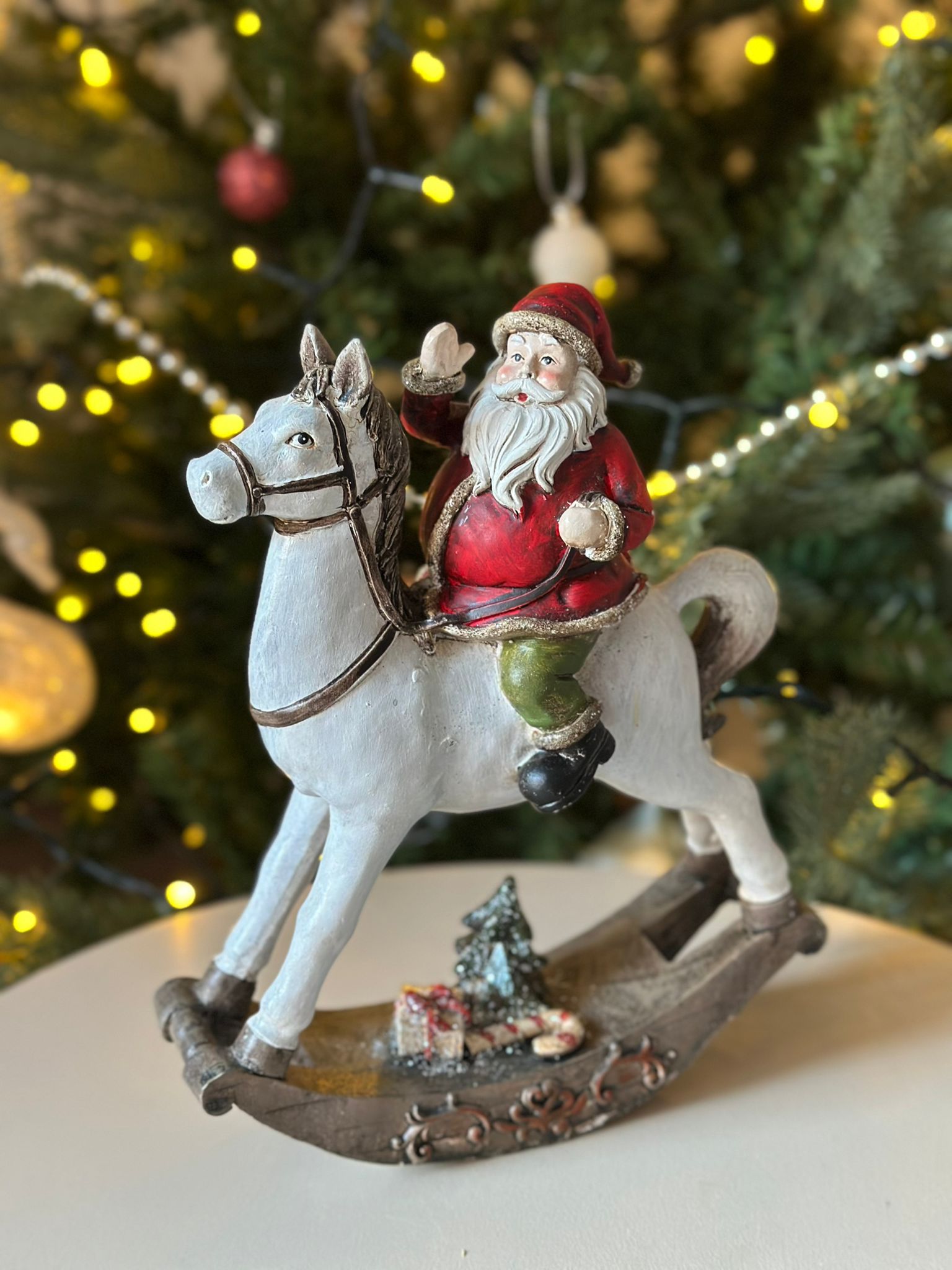 Vintage Santa Claus on Rocking Horse Figurine - Image 2