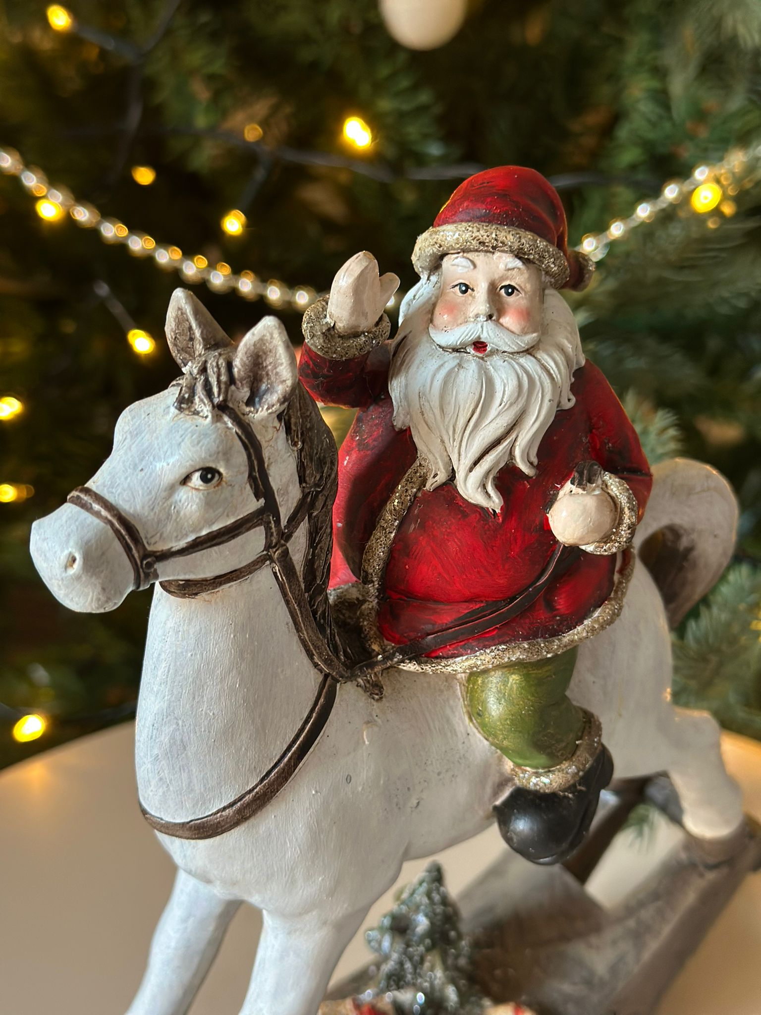 Vintage Santa Claus on Rocking Horse Figurine - Image 3