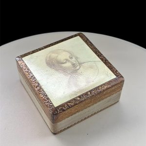 Vintage Florentine Wooden Box – Hand-Applied Gold Leaf & Leonardo da Vinci Art