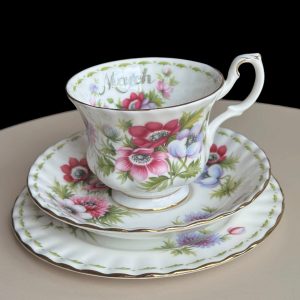 Royal Albert Vintage March Flower of the Month Tea Trio Cup Saucer Plate 3-Piece