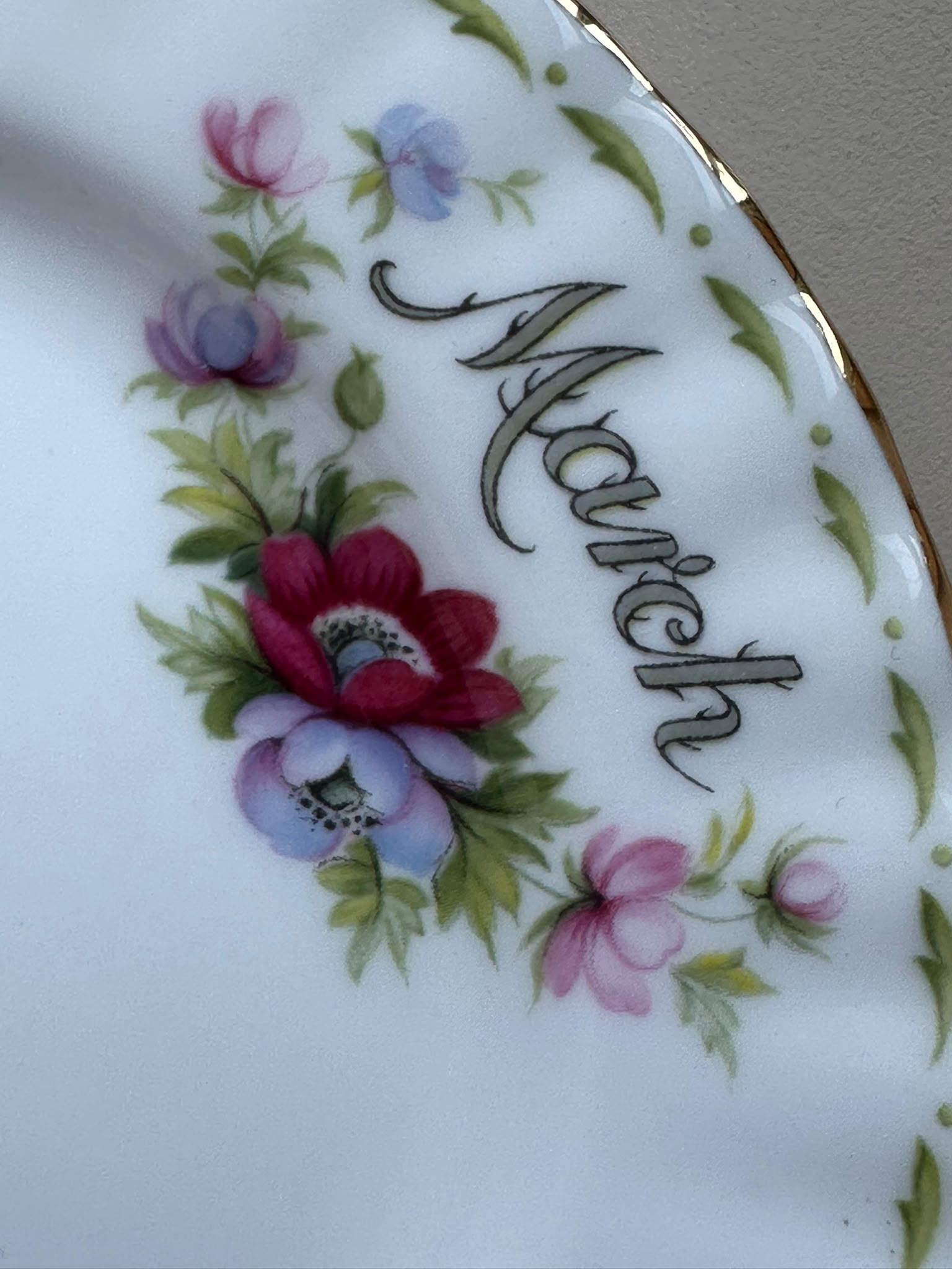 Royal Albert Vintage March Flower of the Month Tea Trio Cup Saucer Plate 3-Piece - Image 6