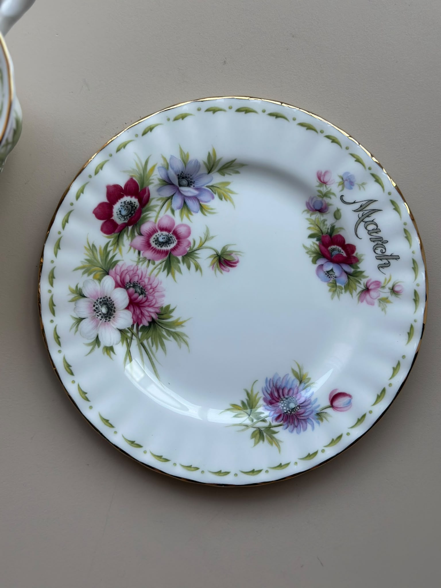 Royal Albert Vintage March Flower of the Month Tea Trio Cup Saucer Plate 3-Piece - Image 4
