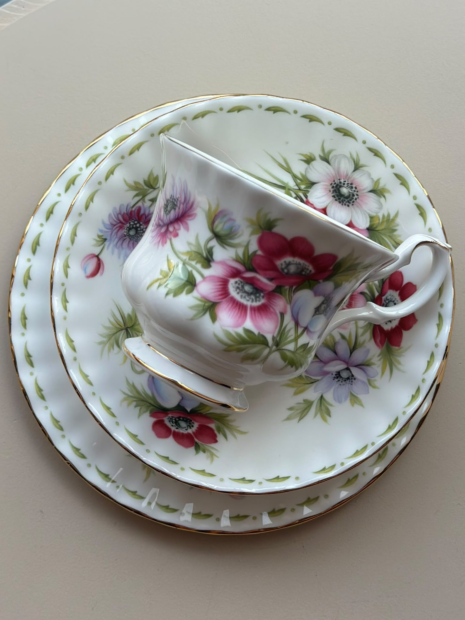 Royal Albert Vintage March Flower of the Month Tea Trio Cup Saucer Plate 3-Piece - Image 2
